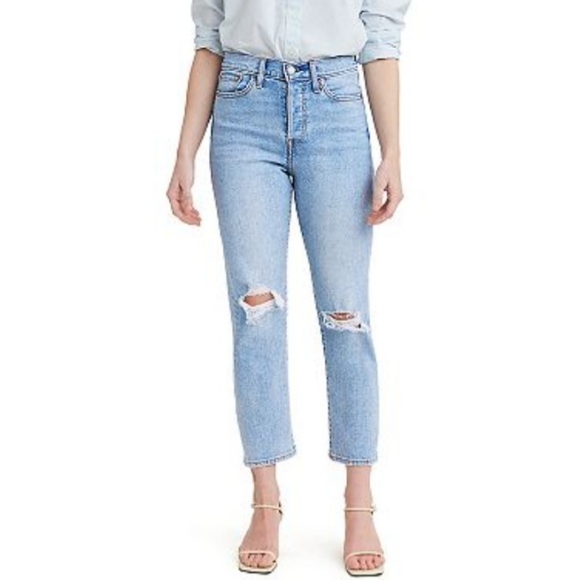 LEVI’S Wedgie Straight Denim Jeans 32 Button Fly Light Wash High Rise NEW NWT - Picture 1 of 15